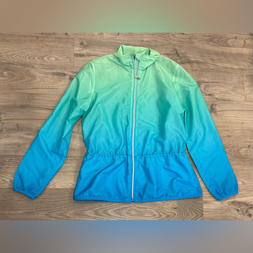 Lauren Ralph Lauren Active Ombré Windbreaker Jacket – Green/Blue – Size Medium